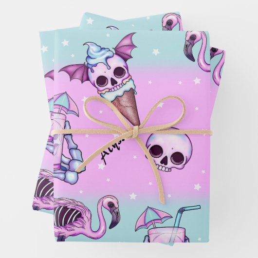 Personalisiert rosa Sommer/Strand Goth Geschenkpapier Set (Beispiel)