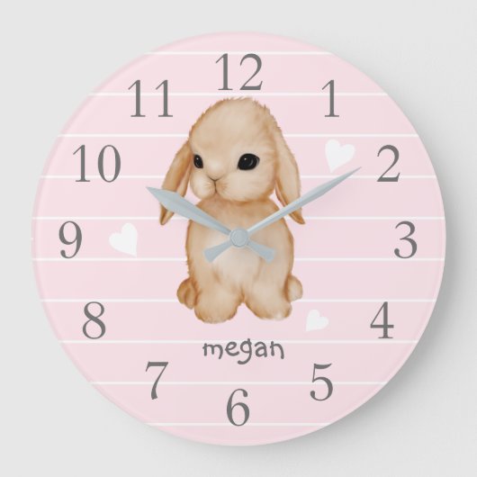 Personalisiert rosa Sonnenblende Kinderzimmer Uhr (Vorderseite)