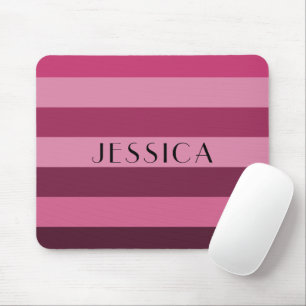 Personalisiert rosa Streifen Muster Name drucken Mousepad