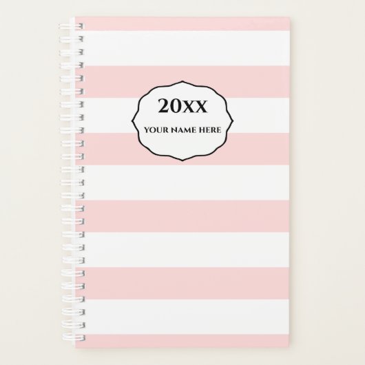 Personalisiert rosa Streifen-Planer-Notebook Planer (Vorderseite)