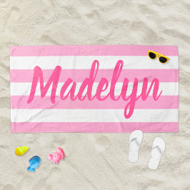 Personalisiert rosa Strickskriptname Strandtuch