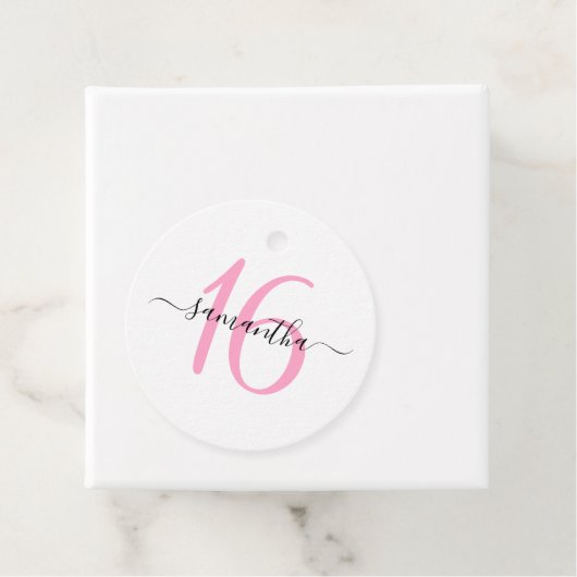 Personalisiert rosa Süße 16 Geschenkanhänger (Beispiel)