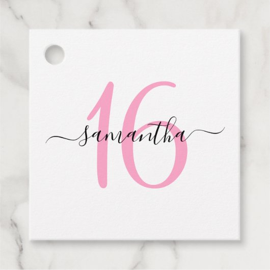 Personalisiert rosa Süße 16 Geschenkanhänger (Vorderseite)