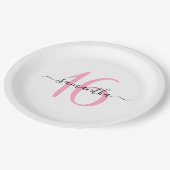 Personalisiert rosa Süße 16 Pappteller (Schrägansicht)