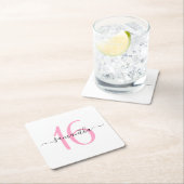 Personalisiert rosa Süße 16 Rechteckiger Pappuntersetzer (Vor Ort)