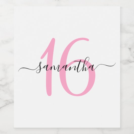 Personalisiert rosa Süße 16 Weinetikett (Einzelnes Label)