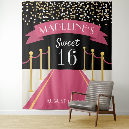 Personalisiert rosa Teppichthema Sweet 16 Hintergr Wandteppich (Beispiel)