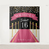 Personalisiert rosa Teppichthema Sweet 16 Hintergr Wandteppich (Vorderseite)