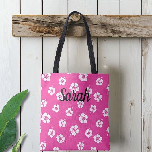 Personalisiert rosa Tropenflora Tasche