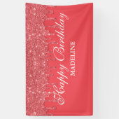 Personalisiert rosa Tropfen Glitzer Geburtstagsban Banner (Vertikal)