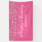 Personalisiert rosa Tropfen Glitzer Geburtstagsban Banner (Vertikal)