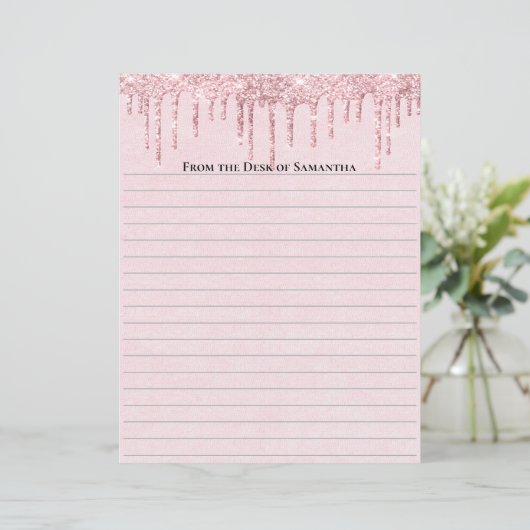 Personalisiert rosa Tropfpapier Glitzer (Stehend Vorderseite)