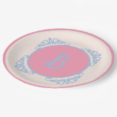 Personalisiert rosa und blau pappteller (Schrägansicht)