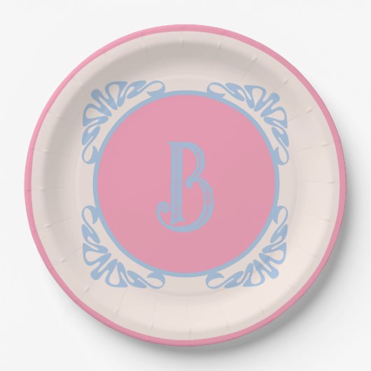 Personalisiert rosa und blau pappteller (Vorderseite)