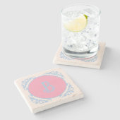 Personalisiert rosa und blau steinuntersetzer (Seitenansicht)