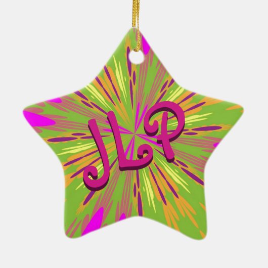 Personalisiert rosa und grün Abstrakt Keramik Ornament (Hinten)