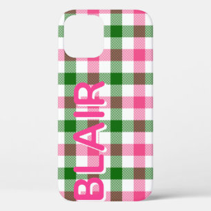 Personalisiert rosa und grün Kariert Case-Mate iPhone Hülle