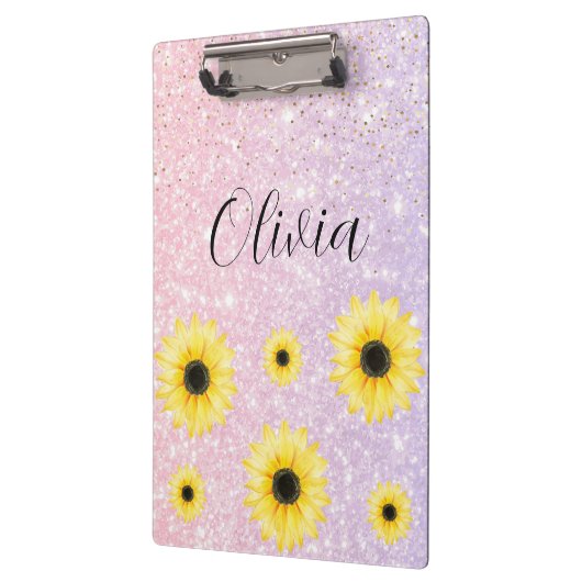 Personalisiert rosa und lila Sonnenblumen Zwischen Klemmbrett (Links)