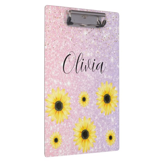 Personalisiert rosa und lila Sonnenblumen Zwischen Klemmbrett (Rechts)