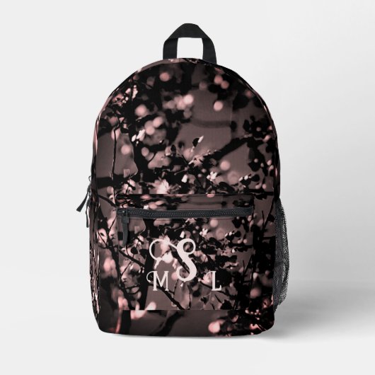 Personalisiert-rosa und schwarz-botanisch Abstrakt Bedruckter Rucksack (Vorderseite)