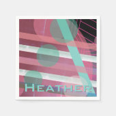 Personalisiert/rosa und türkisfarben/abstrakte Ges Serviette (Vorderseite)