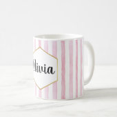 Personalisiert, rosa und weiß gestrichen kaffeetasse (VorderseiteRechts)