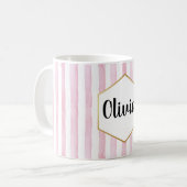 Personalisiert, rosa und weiß gestrichen kaffeetasse (Vorderseite Links)
