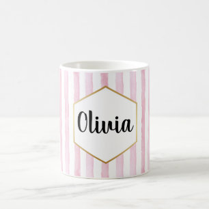 Personalisiert, rosa und weiß gestrichen kaffeetasse