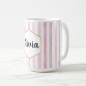 Personalisiert, rosa und weiß gestrichen kaffeetasse (VorderseiteRechts)