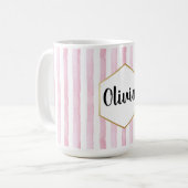 Personalisiert, rosa und weiß gestrichen kaffeetasse (Vorderseite Links)