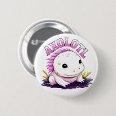 Personalisiert rosa und weiße Axolotl Button (Vorne & Hinten)