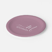 Personalisiert-Rosa-Unterschrift Familienname Pappteller (Schrägansicht)