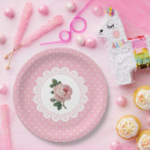 Personalisiert rosa Vintage Rose Papier Teller (Party)