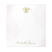 Personalisiert rosa Wasserfarbe - Goldene Honigbie Notizblock (Vorderseite)