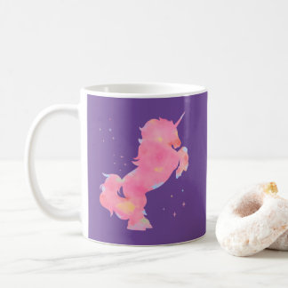 Personalisiert rosa Wasserfarben Einhorn Kaffeetasse