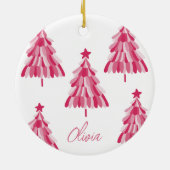 Personalisiert Rosa Weihnachtsbaum Name Keramik Or Keramik Ornament (Hinten)