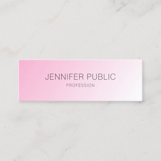 Personalisiert rosa Weiß Moderne Elegant Einfach Mini Visitenkarte (Vorderseite)