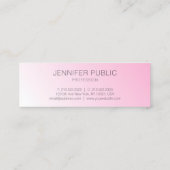 Personalisiert rosa Weiß Moderne Elegant Einfach Mini Visitenkarte (Rückseite)