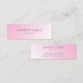 Personalisiert rosa Weiß Moderne Elegant Einfach Mini Visitenkarte (Vorne/Hinten)