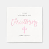 Personalisiert-rosa-weißes MÄDCHEN Serviette (Vorderseite)