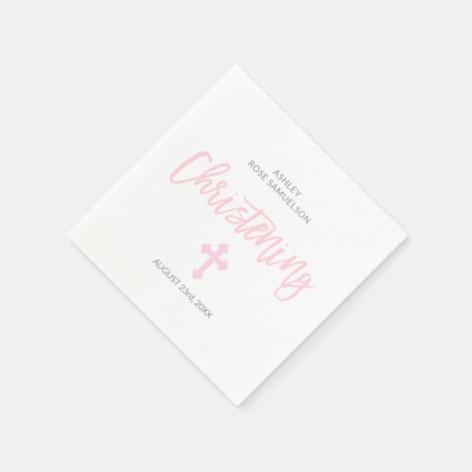 Personalisiert-rosa-weißes MÄDCHEN Serviette (Ecke)