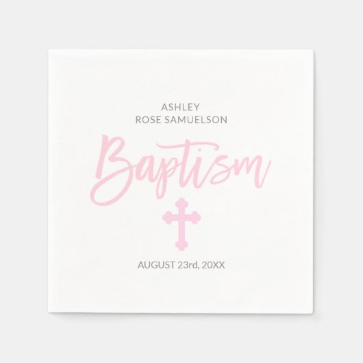 Personalisiert-rosa-Weißkreuz-MÄDCHEN Serviette (Vorderseite)