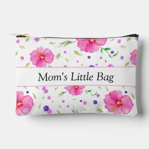 Personalisiert rosa Wildblume Aquarelltasche Zubehörtasche