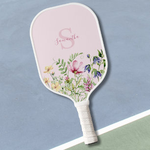 Personalisiert rosa Wildblume Blütenfarben Pickleball Schläger