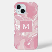 Personalisiert-rosa-wirbelfarbenes Monogramm Case-Mate iPhone Hülle (Rückseite)