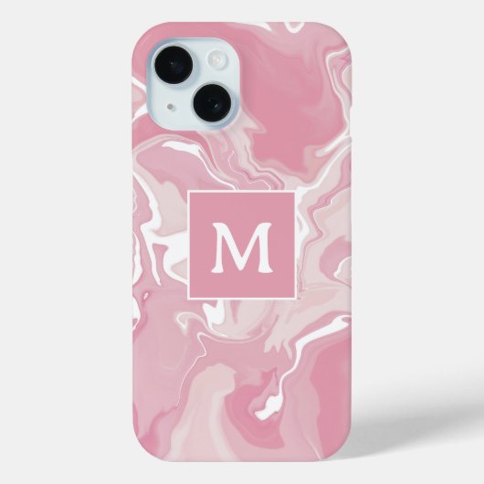 Personalisiert-rosa-wirbelfarbenes Monogramm Case-Mate iPhone Hülle (Rückseite)