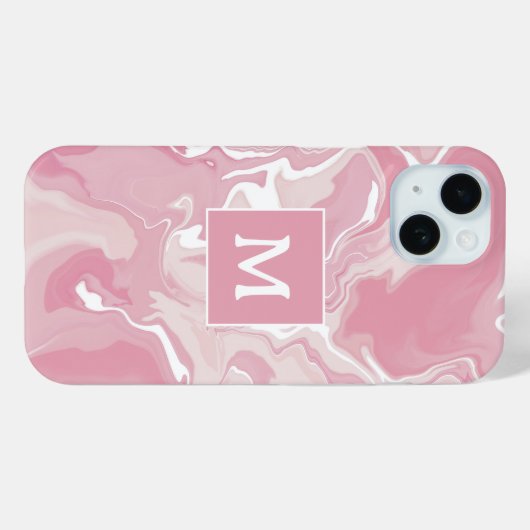 Personalisiert-rosa-wirbelfarbenes Monogramm Case-Mate iPhone Hülle (Rückseite (Horizontal))