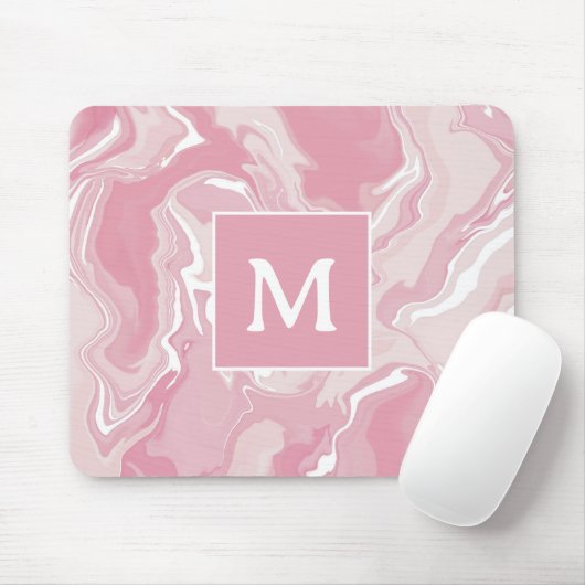Personalisiert-rosa-wirbelfarbenes Monogramm Mousepad (Mit Mouse)