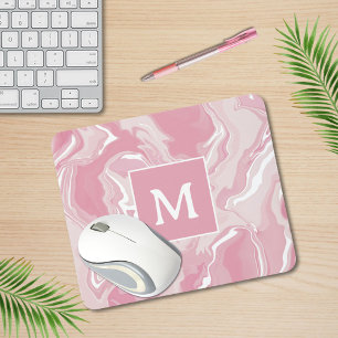 Personalisiert-rosa-wirbelfarbenes Monogramm Mousepad