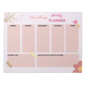 Personalisiert rosa Wochenplaner Notepad Notizblock (Vorderseite)